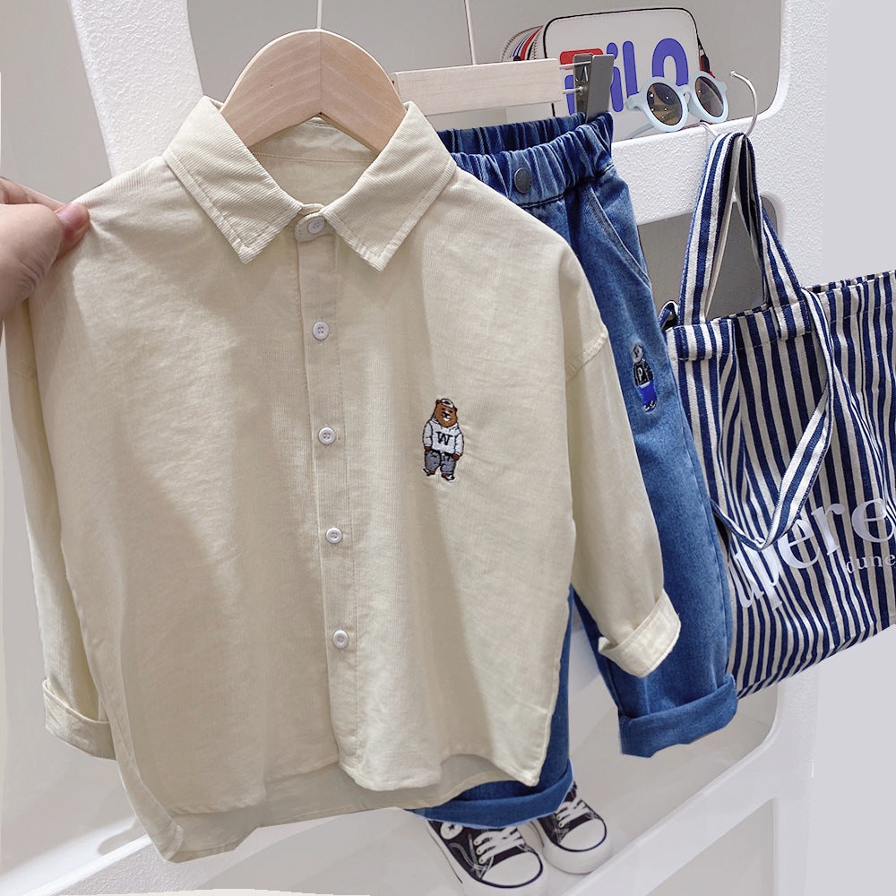 Cotton Blended Jacket Kids' Spring Clothing Trendy Dress Shirt