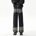 Gradient Drawstring Wide-Leg Jeans for Men