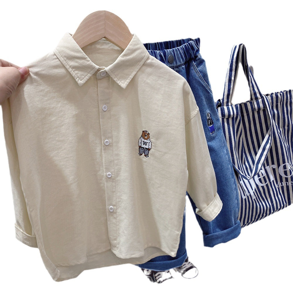 Cotton Blended Jacket Kids' Spring Clothing Trendy Dress Shirt