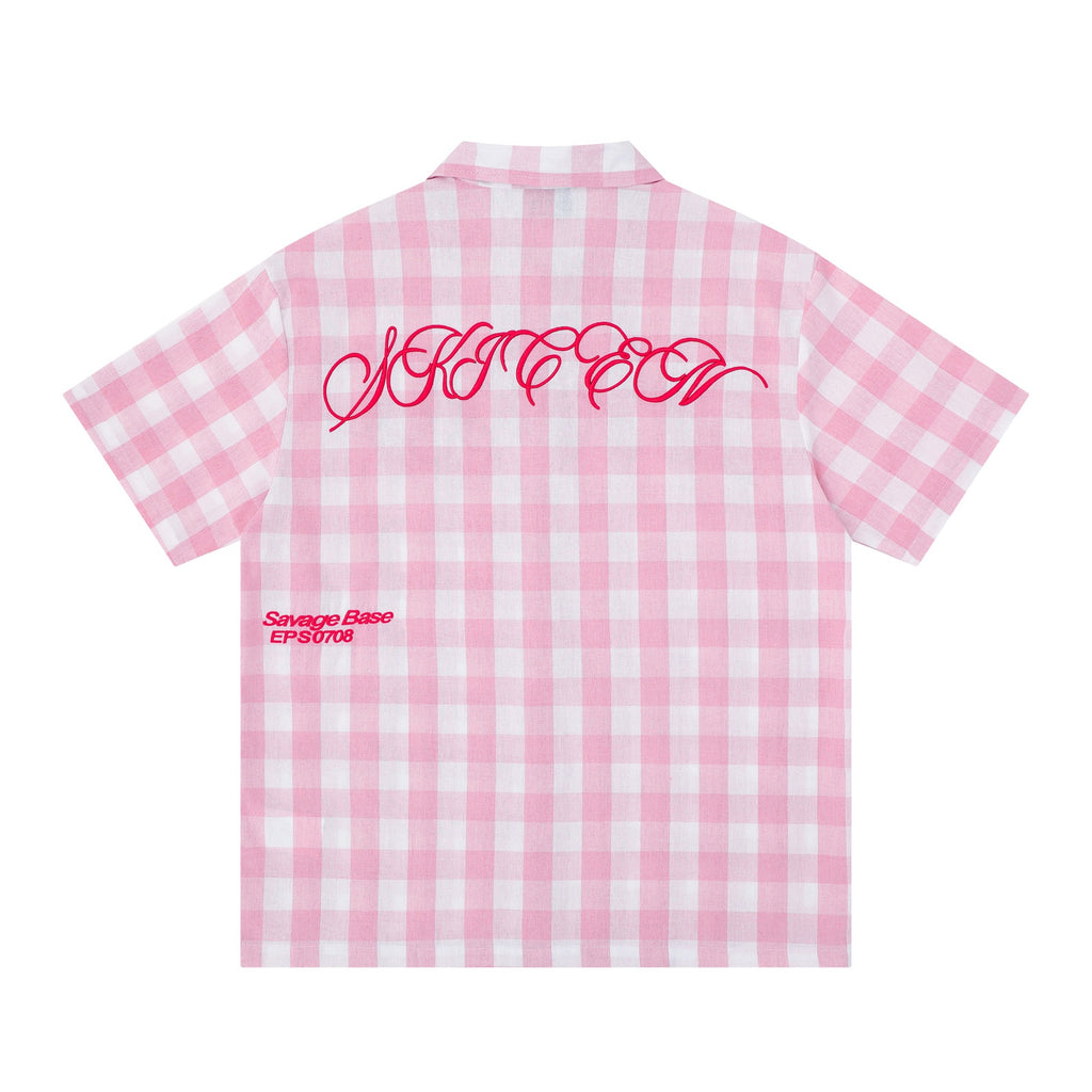 Embroidered short sleeves with letters
