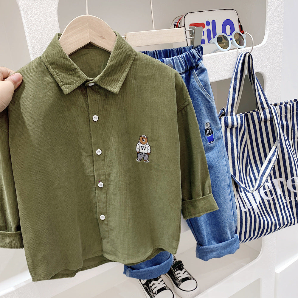 Cotton Blended Jacket Kids' Spring Clothing Trendy Dress Shirt