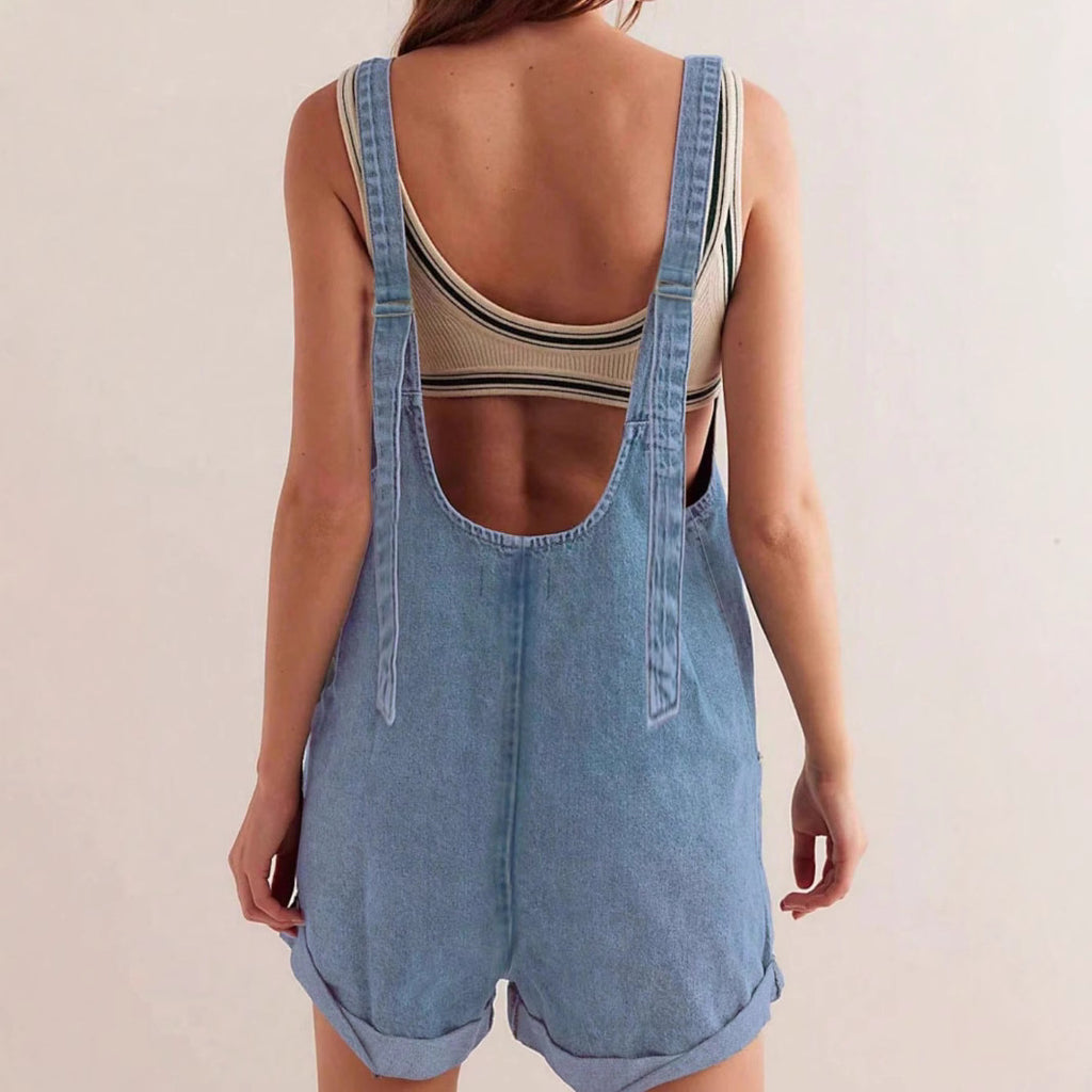 Women's Denim Overalls Shorts Summer Loose  Fashion Ready Stock