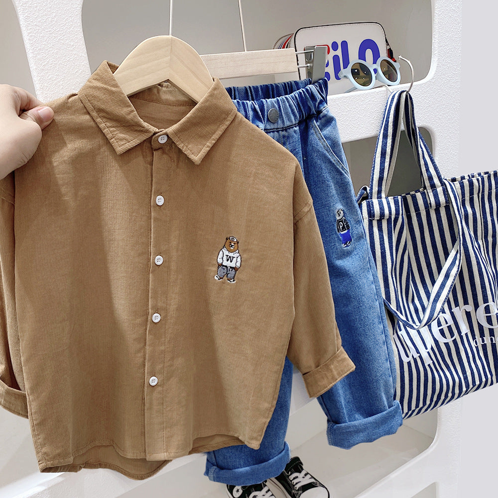 Cotton Blended Jacket Kids' Spring Clothing Trendy Dress Shirt