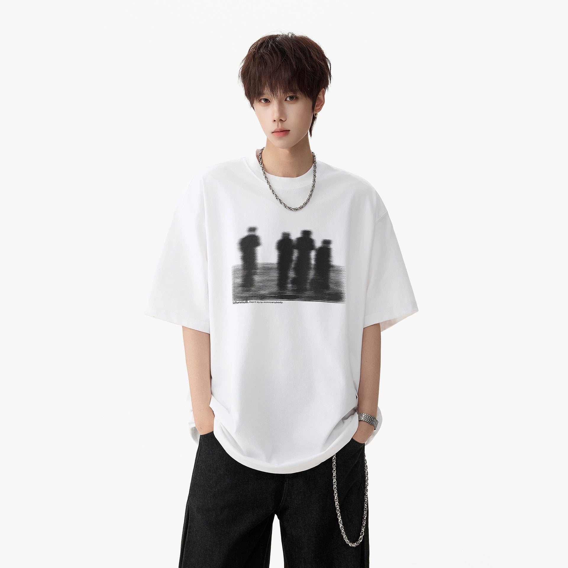 Printed White Short Sleeve T-Shirt for Men